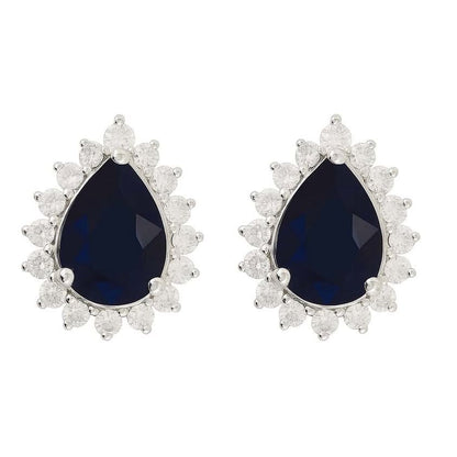 Teardrop Saphire Studs