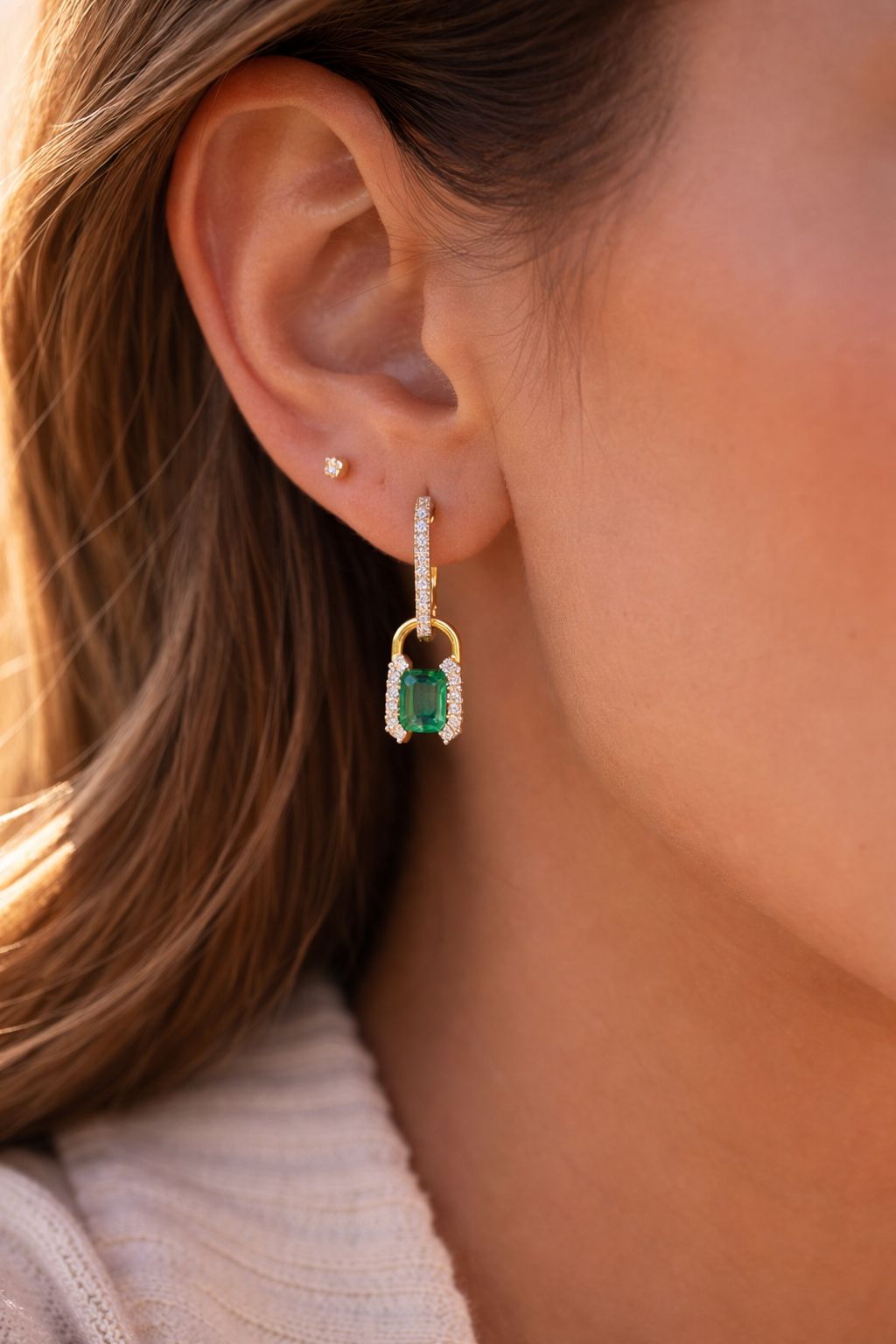 Emerald Lock Hoops