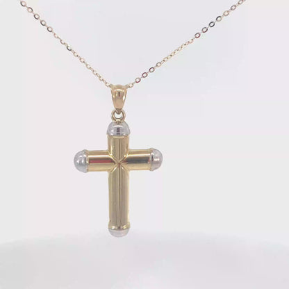 Two-Tone Tube Design Cross for Men 14K