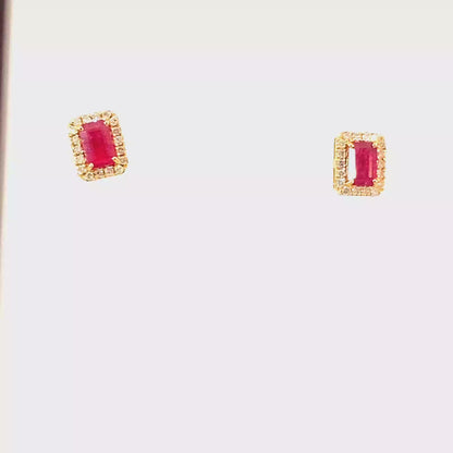 Square Ruby Earrings
