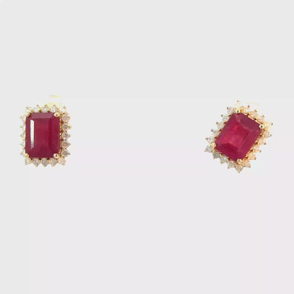 Square Ruby Studs