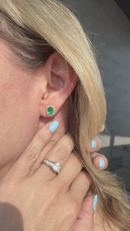 Emerald Oval Earrings