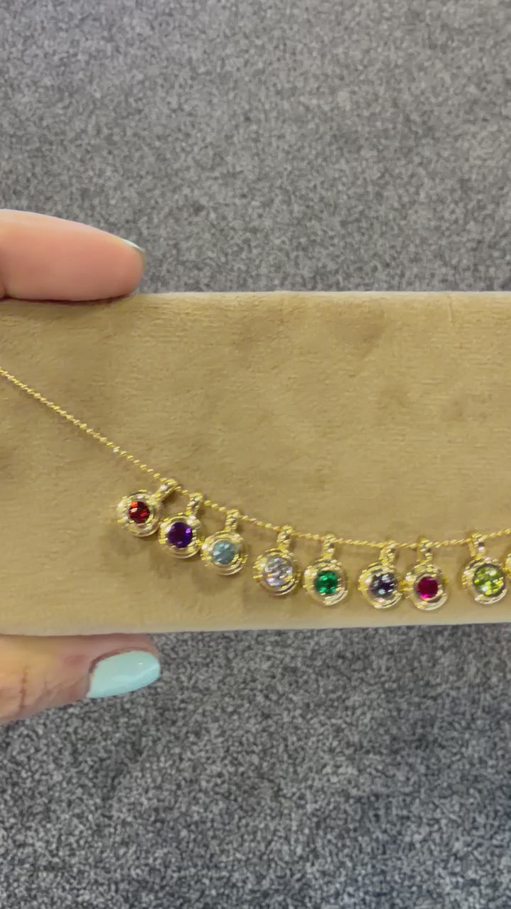 14k Bezel birthstone charm