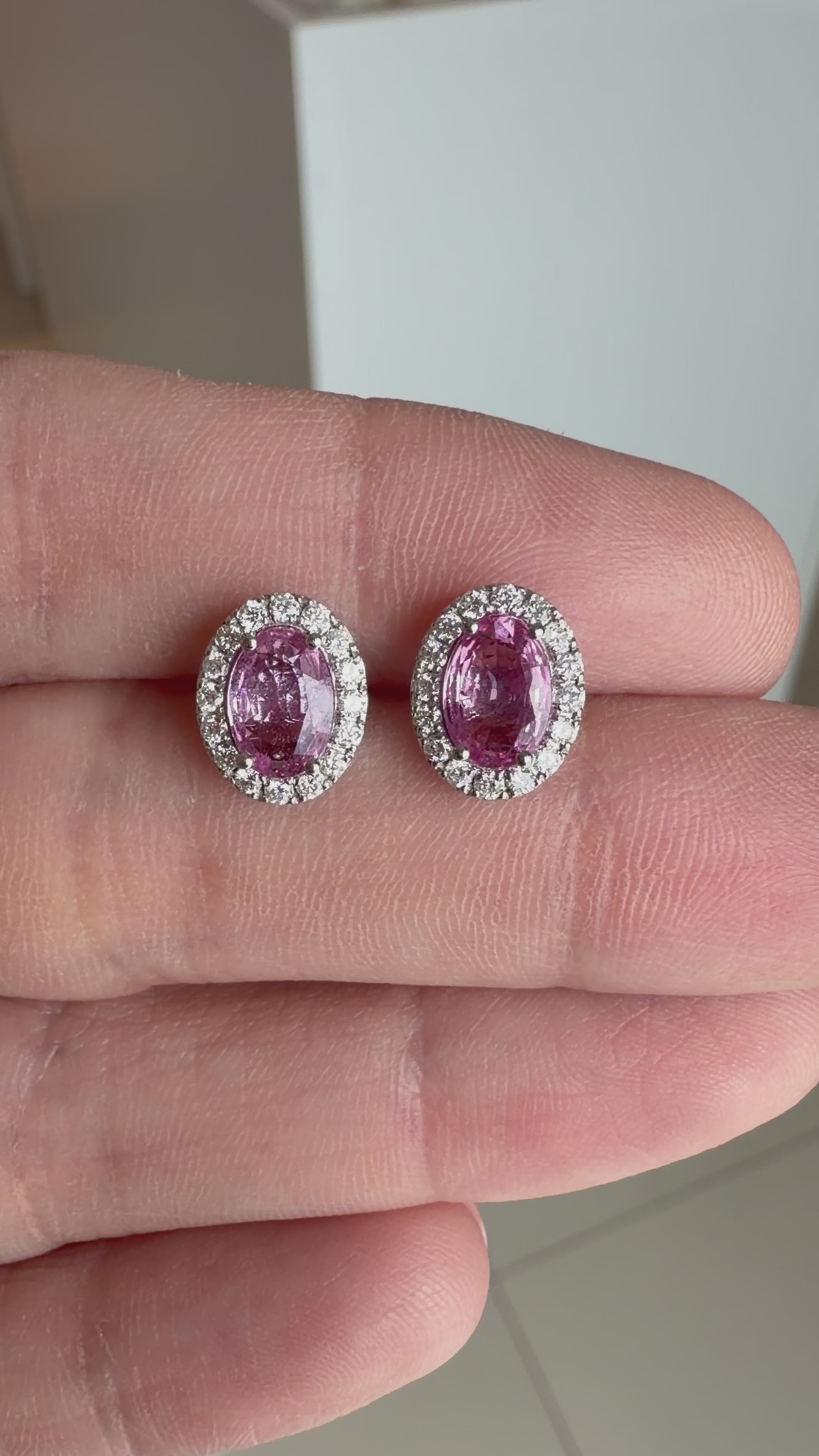 Blush Pink Sapphire Diamond Earrings