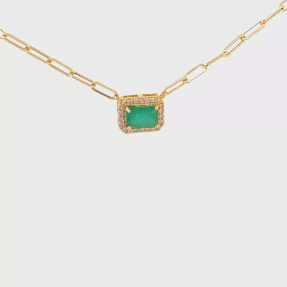 Paperclip Emerald Diamond Necklace