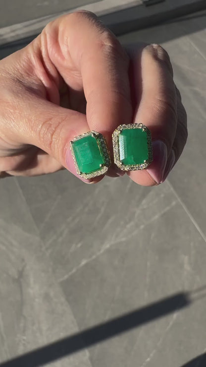 Square Emerald Earrings