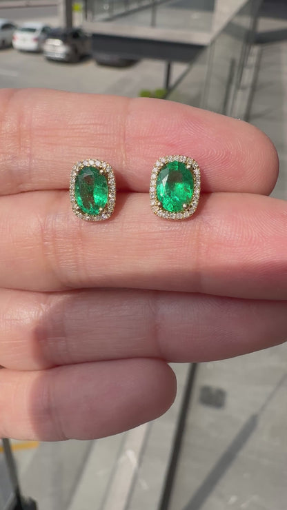 Emerald Oval Earrings