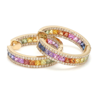 Rainbow Sapphire Hoops