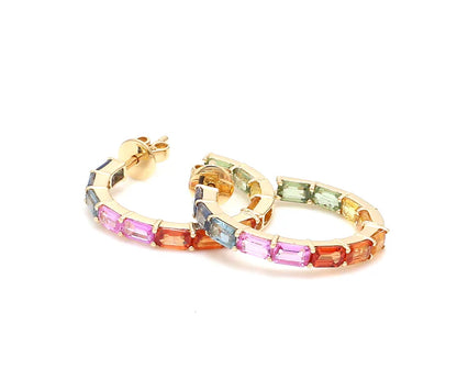 Rainbow Sapphire Thin Hoops